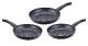 Cenocco Set of 3 Frying Pans with Marble Coating Color : Black